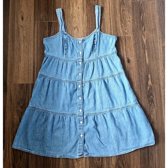 Levi's Dresses & Skirts - 💙 Levi's Denim Jean Tiered Dress Size L 100% Cotton Western Coastal Cowgirl Cou